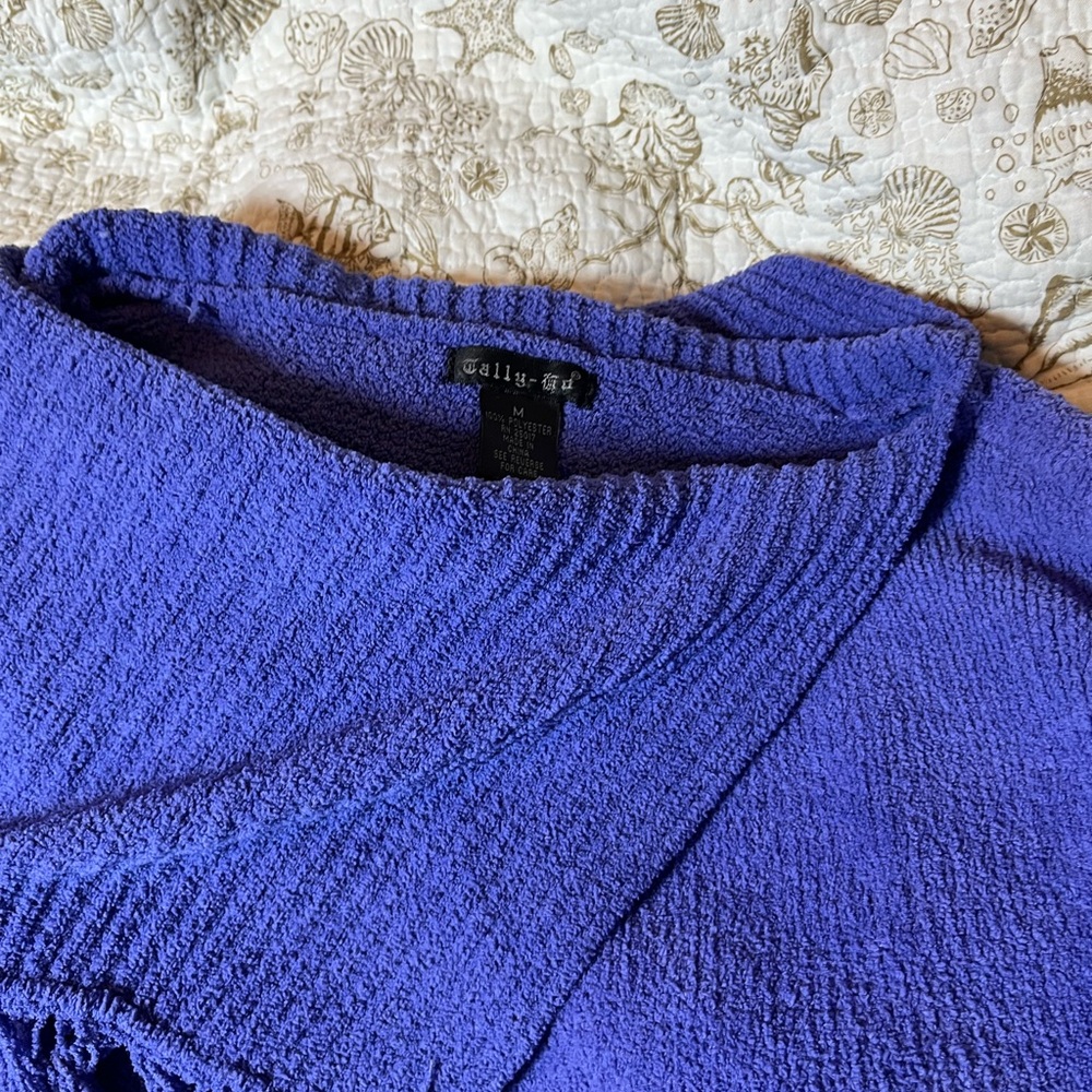 VTG Tally Ho M Blue Purple Soft Knit Cowl Neck Spring Fall Winter Sweater City - Picture 6 of 6
